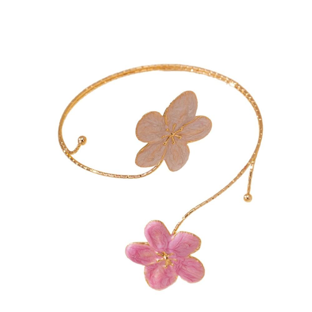 Metal Wide Open Bangle Multi Style Flower Bracelet Stylish Opening Arm Bracelet  Hand Jewelry