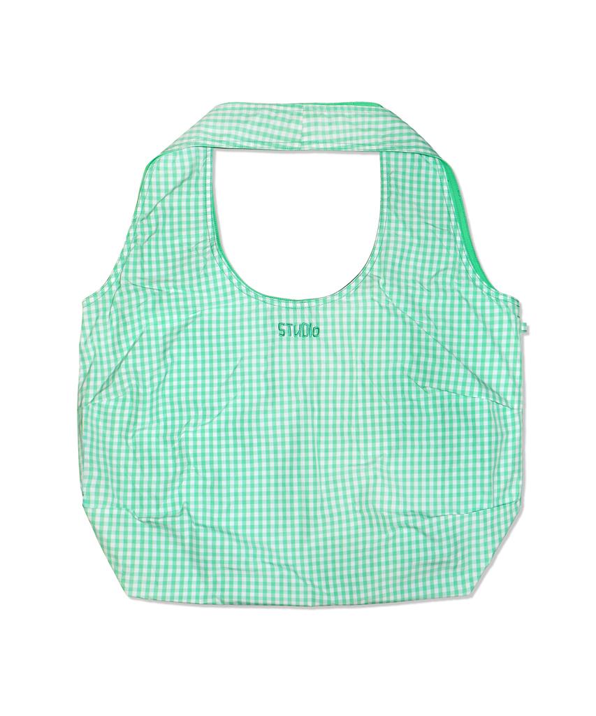 1993Studio 1993 Nylon Applique Check Tote Bag_Green