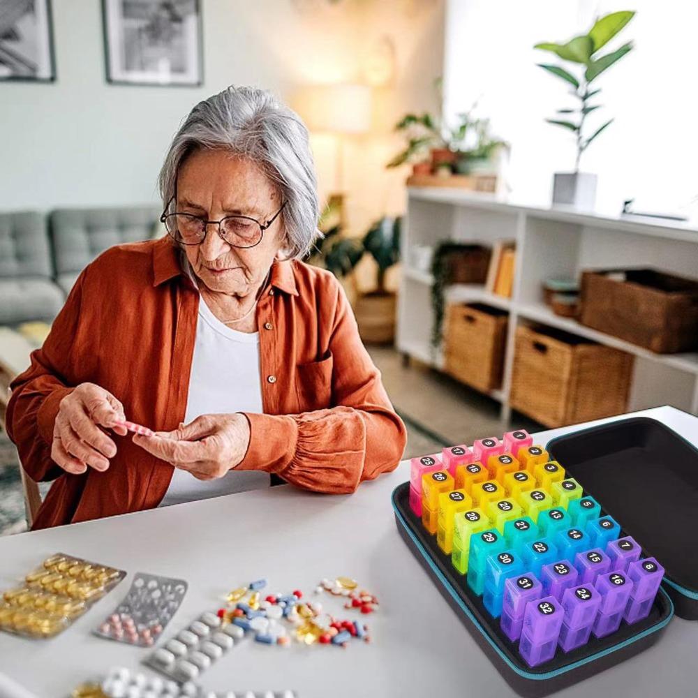 

Independent Pill Box Monthly Pill Organizer Large Capacity Storage Evening Pill Divider чорний