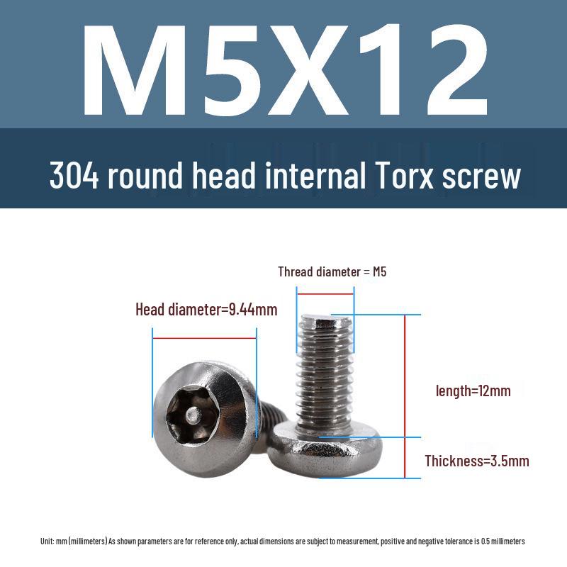 Șuruburi Yigu Antifurt Torx cu Pin Cap Rotund M3-M6 Oțel Inoxidabil