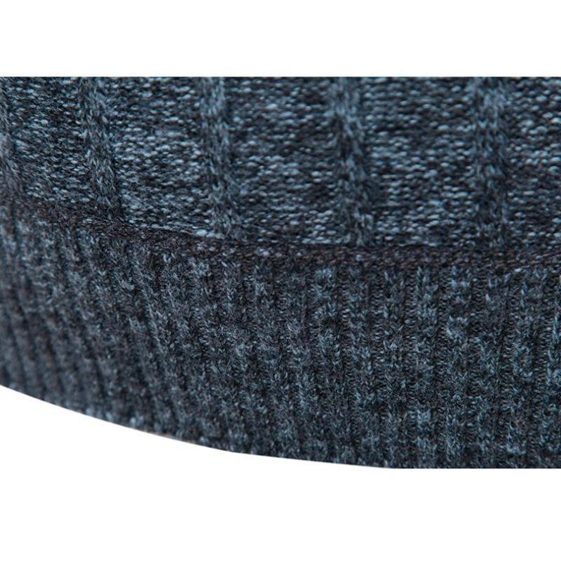 Men's Half-Zip Stand Collar Fleece Lined Knit Sweater.