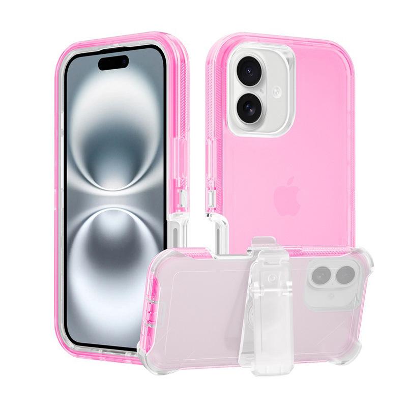 IP16 Transparent Phone Case for Apple iPhone 16 - Three-in-One Protective Cover