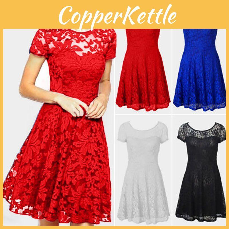 Elegant Women's Lace Floral Prom Swing Dress For Stylish Bridesmaid Celebrations