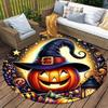 1pc Soft, Absorbent & Non-Slip Halloween Pumpkins and Candies Round Rug, Perfect for Entryway, Living Room, Bedroom Decor, Machine Washable