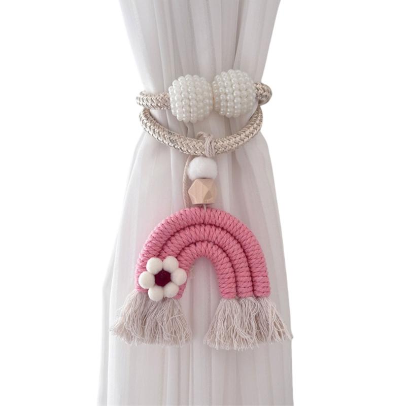 2PCS Rainbow Curtain Clip Tiebacks Tasseled Rope Holders For Home Decoration