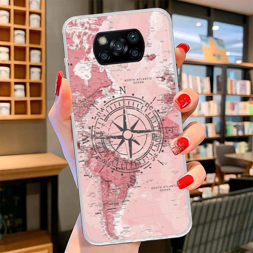 World Map Travel Plans Cover Phone Case For Xiaomi Poco F7 Ultra X7 X6 X5 Pro M7 Redmi 15C 15 13C 13 12C 12 10C 10 9A 9C 9T 9 Sh
