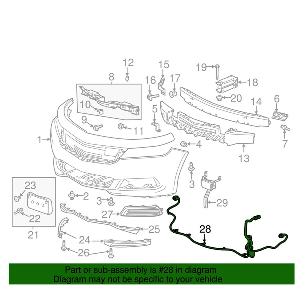 For 2018-2020 Chevrolet Impala Front Object Alarm Sensor Wiring Harness 84074805
