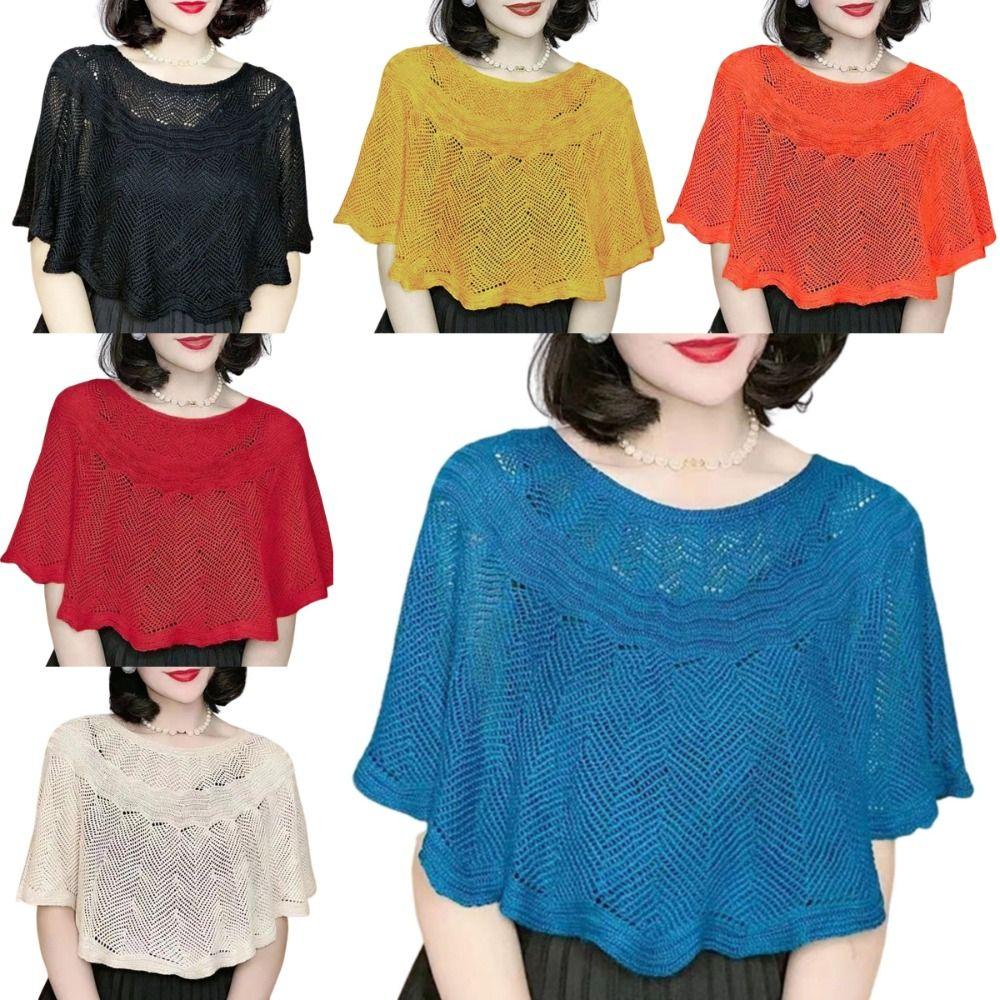 Hollow Design Knitted Shawl Solid Color Warm Scarves Fashion Dress Cover  Spring Autumn