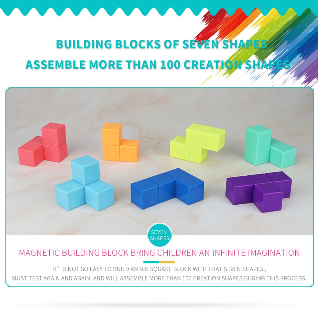 YJ DIY Plastic Magnetic Building Blocks Educational Toys For Children Transparent & Macaron Colors 7PCS Children Toy Gift