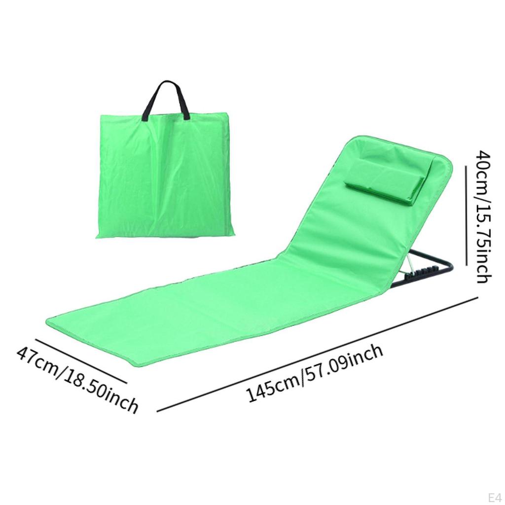 Adjustable Backrest Beach Lounger with Carry Bag, Lightweight Folding Chair for Outdoor Relaxation