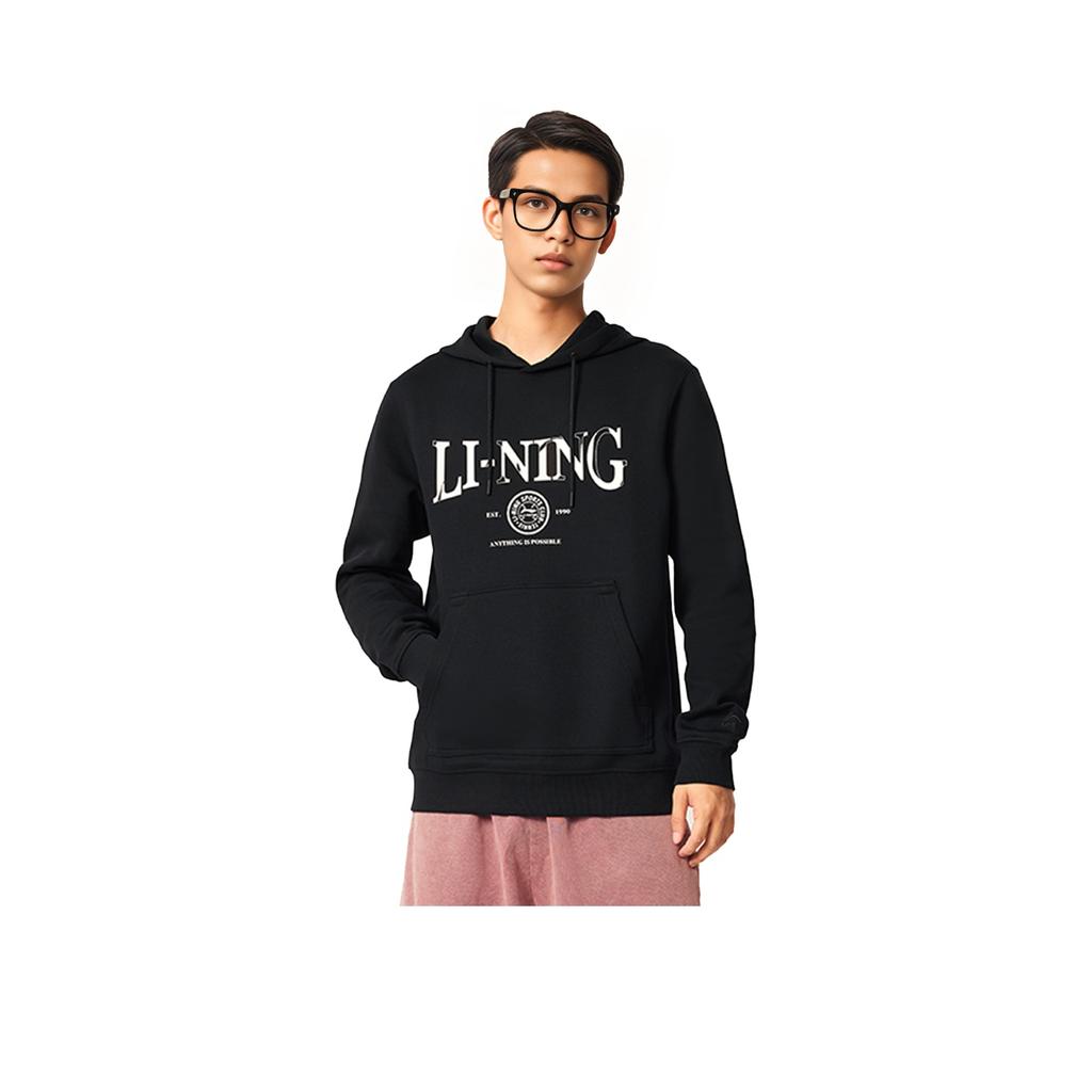 Li-Ning Soft Comfortable Breathable Versatile Hoodie Men Hoodies Black AWDV563-4