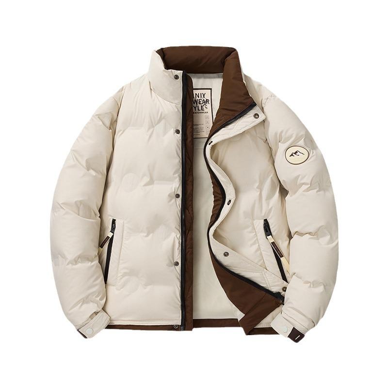 Stand-up collar down jacket men's new winter loose and thickened 50% white duck down casual top jacket cold-proof