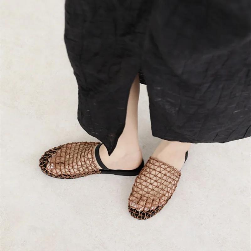 

Fashion Ladies Shoes 2025 High Quality Closed Toe Women s Slippers Fashion Mesh Outdoor Summer New Rome Light Best Seller Flat Sandals 35 темно-коричневого