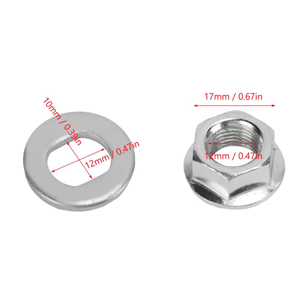 Steel Bicycle Hub Motor Nuts Washer Kit with 12mm Shaft for Universal Bike Component