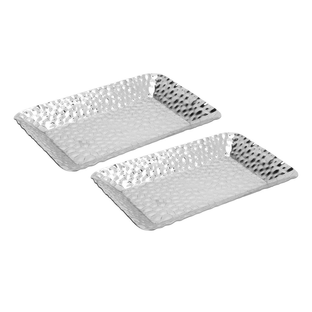 2PCS Stainless Steel Towel Tray Rectangular Serving Tray Decorative Vanity Platter Tray Kitchen Bath