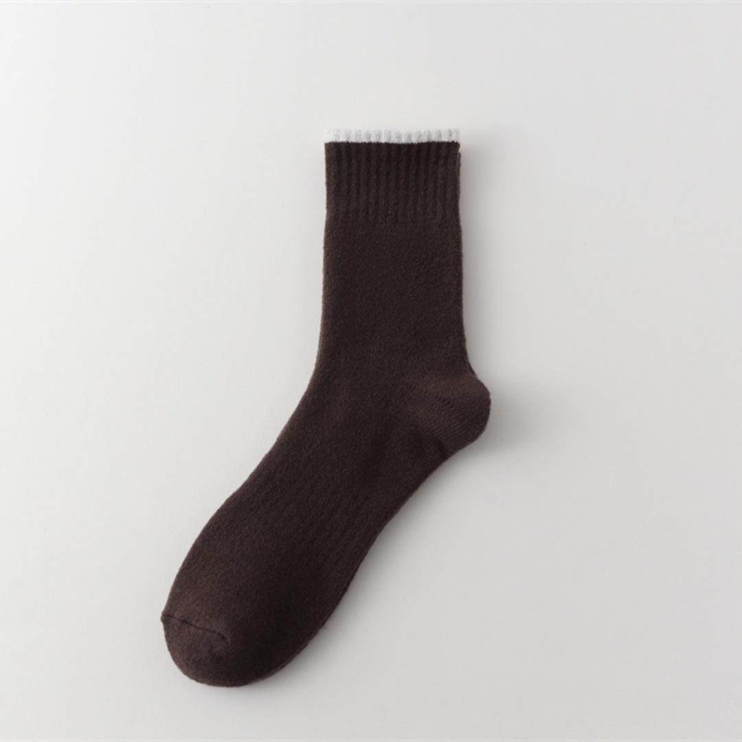 

Утолщенные детские флисовые носки, мужские флисовые носки с усиленной вязкой, черные, белые и серые, базовые, теплые и морозостойкие, мужские носки среднего размера One Size темно-коричневого