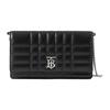 TB Logo Quilted Leather Chain Wallet, Luxury Silver-Tone Hardware Convertible Crossbody Handbag for Women, Daily Use & Evening Out 80661771