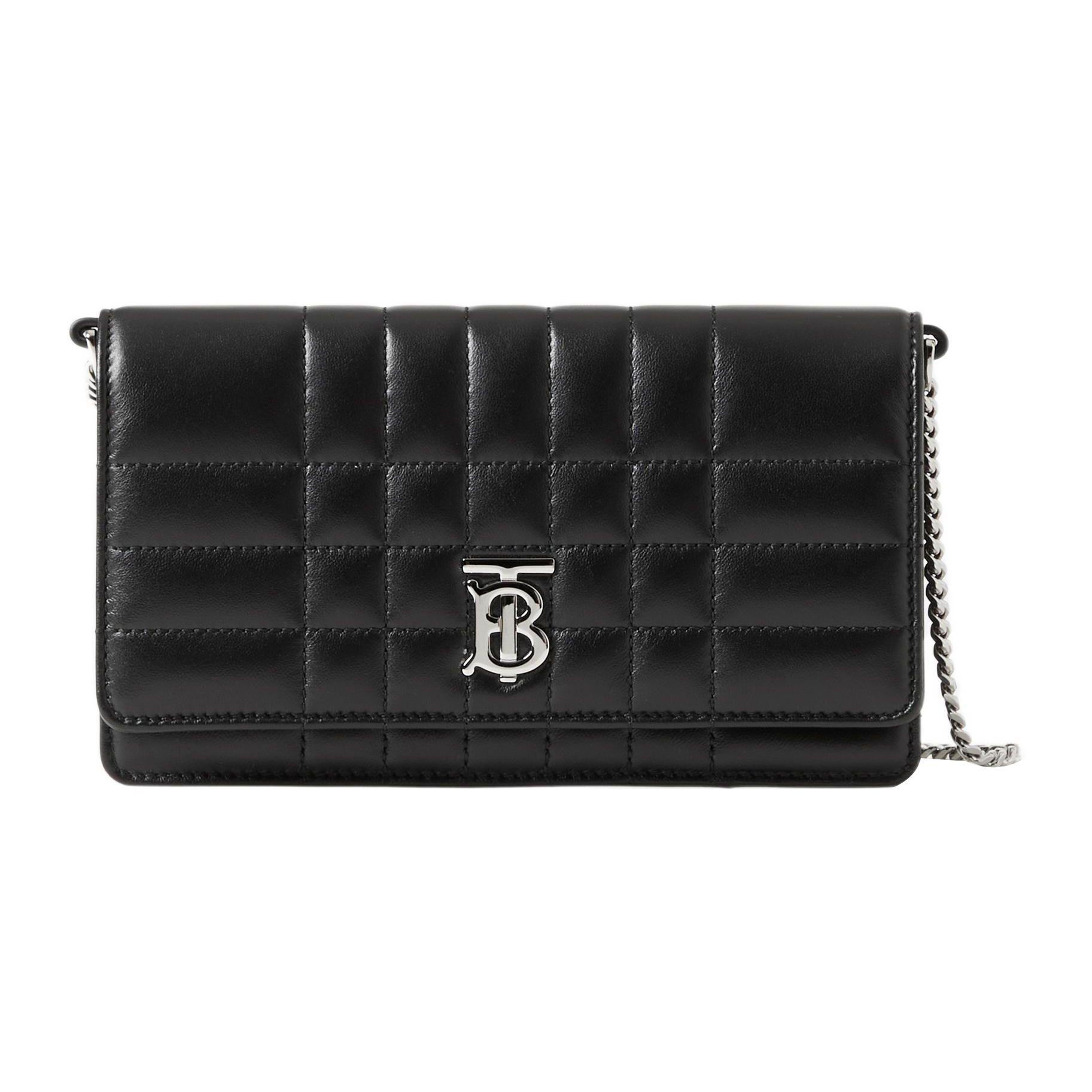 

Burberry TB Logo Quilted Leather Chain Wallet, Luxury Silver-Tone Hardware Convertible Crossbody Handbag for Women, Daily Use & Evening Out 80661771 Basic Set (Bag+Dust Bag)