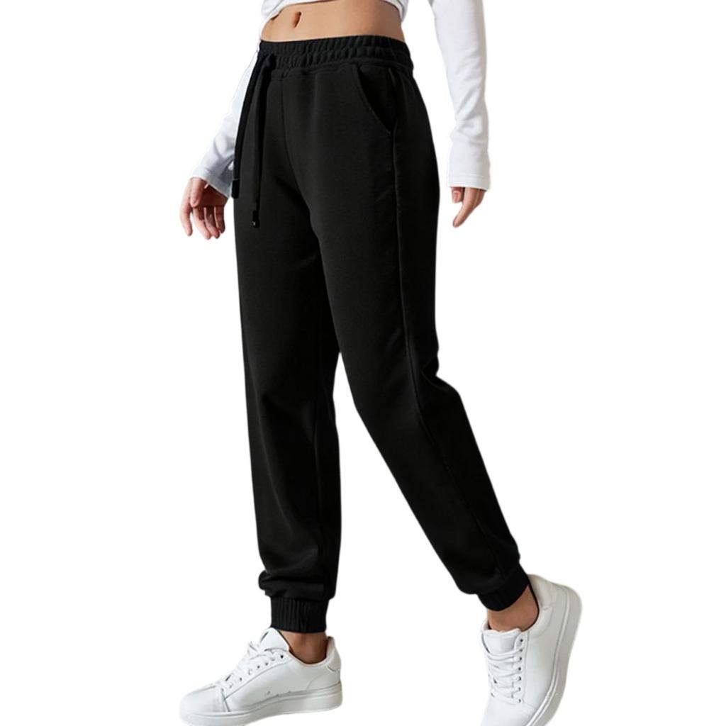 Women's Casual Pants High-waisted Belted Jogging Pants With Pockets