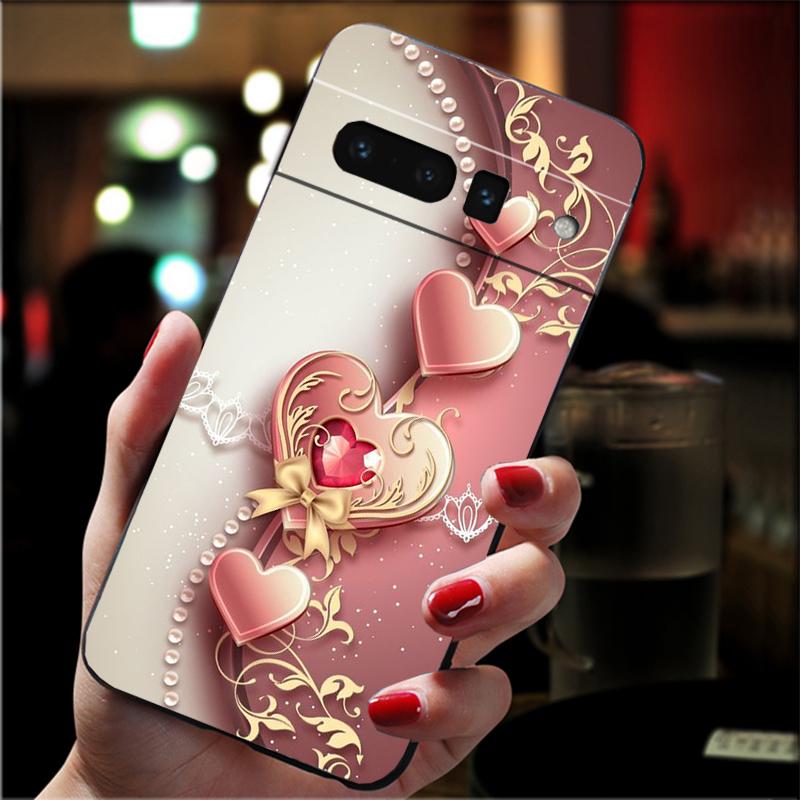 

Phone Case For Google Pixel 10 Pro 9 Pro XL 9A 8 7 6 Pro Pixel 8A 7A 6A Pixel 8 7 6 5 Pink Gold Love heart Google Pixel 8a