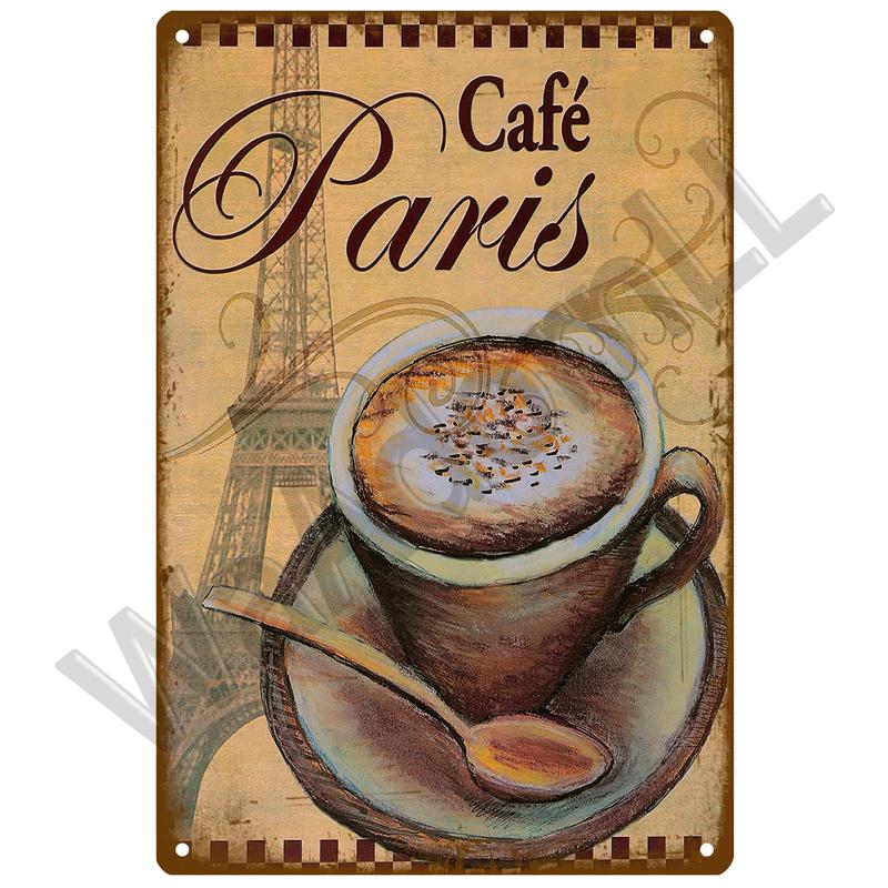 Letrero de Metal Decoración Retro Café Vintage Letrero de Lata Placa Placa de Metal Arte de Pared Pósters Para Cocina Bar Cafetería Habitación Pintura de Hierro Retro