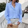 Women's Winter Tops Women's French Plaid Ruffle Button Blouse