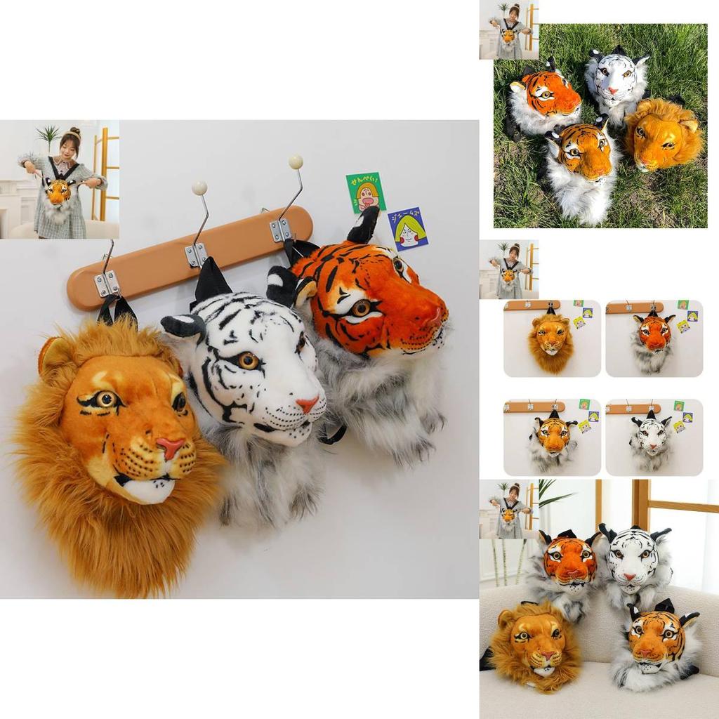 Stilvoller Plüschtier-Rucksack mit realistischem Tigerkopf-Design für Kinder und Erwachsene