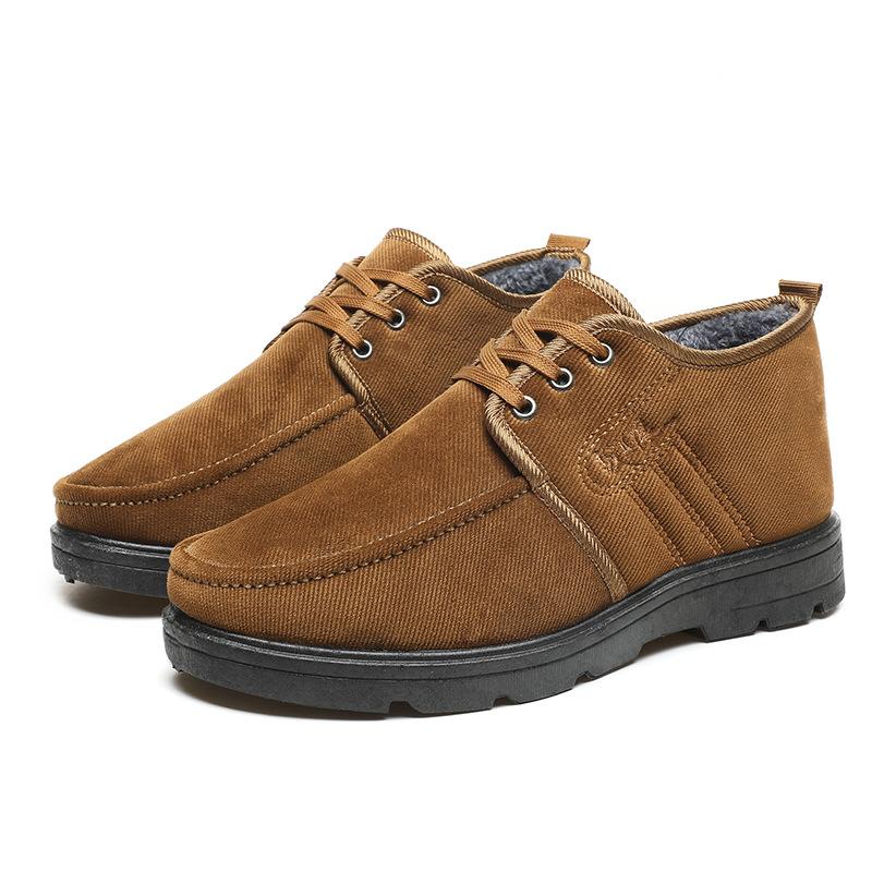 Winter Velvet Thickened Large Cotton Shoes Men's Outdoor Non-slip Soft-soled Snow Boots To Keep Out the Cold, Middle-aged and Elderly Cotton Shoes