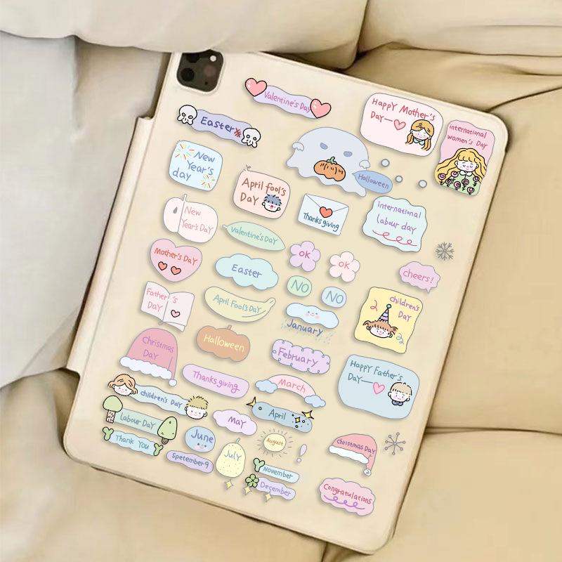 8 Cartoon Holiday Small Mark Stickers Waterproof Diary Hand Account Stickers Gu Card Stickers DIY Decoration