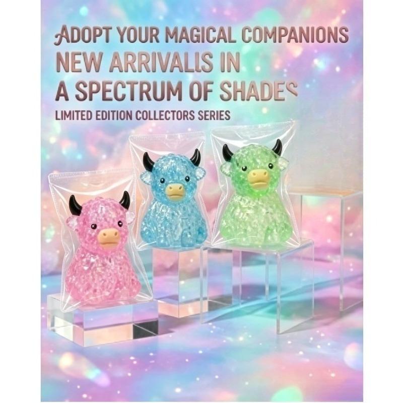 Vache Écossaise Squishy Transparente à Paillettes Jouet à Presser Souple en TPR Jouet Anti-Stress Fidget Animal Kawaii Sensoriel Décompression Cadeau