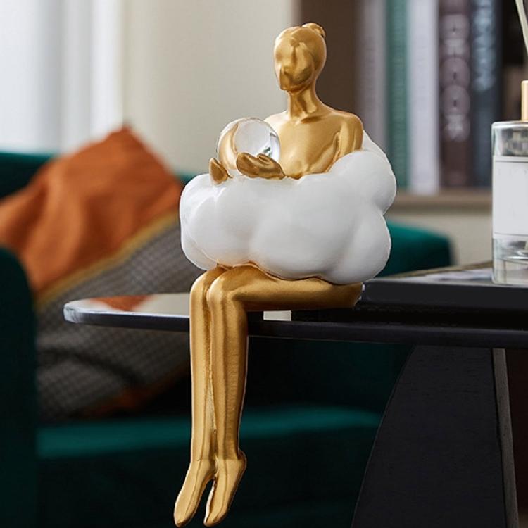 Artistic Resins Cloud Girl Figurine Thinker Sculpture Abstract Art Statue for Desk or Book Shelf Display Ornament Gift