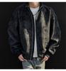 Men's Retro Versatile Stand Collar PU Leather Jacket - Casual and Wear-resistant for Spring and Autumn