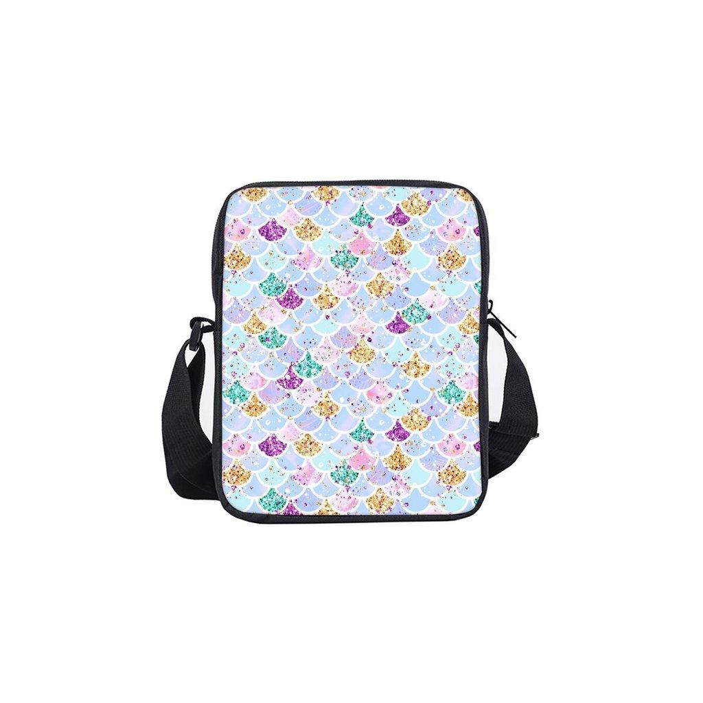 Mermaid Printe Single Sided Messenger Bag for Boy/Girls Children Best Gifts 2D Flat Cartoon Casual Crossbody Bag