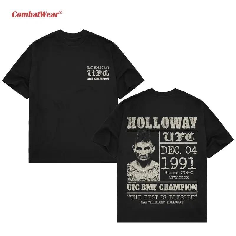 COMBATWEAR Max Holloway Wanted Snow Tee, Graphic Boxing Champ T-Shirt XXXXL