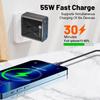 PD55W Multi-Port Fast Charger with QC3.0 for EU, US, UK Standards