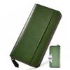 [Bluesay] Wallet Men's Tochigi Leather Long Wallet Genuine Leather Large Capacity YKK Zipper Wallet Stylish Gift Box Included (Green) Green