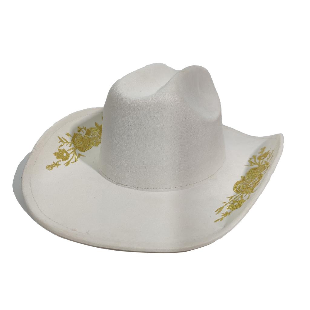 Western Denim Hat Powder Exquisite Three-Dimensional Embroidered Top Hat Versatile Outdoor Travel Jazz Hat