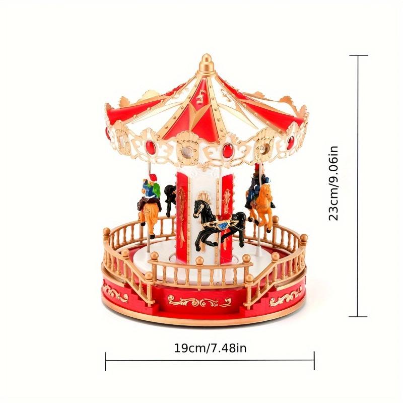 

Christmas Carousel Music Box Ornaments Decor Rotating Carousel Lights Electric with Usb or Battery Xmas Music Box for Kids Gift