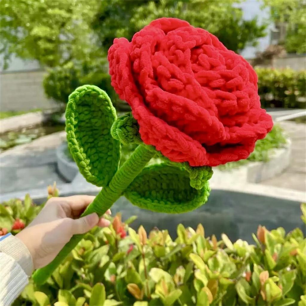 Giant Knitted Rose Handmade Knitted Hook Weaving Companion Gift For Couples