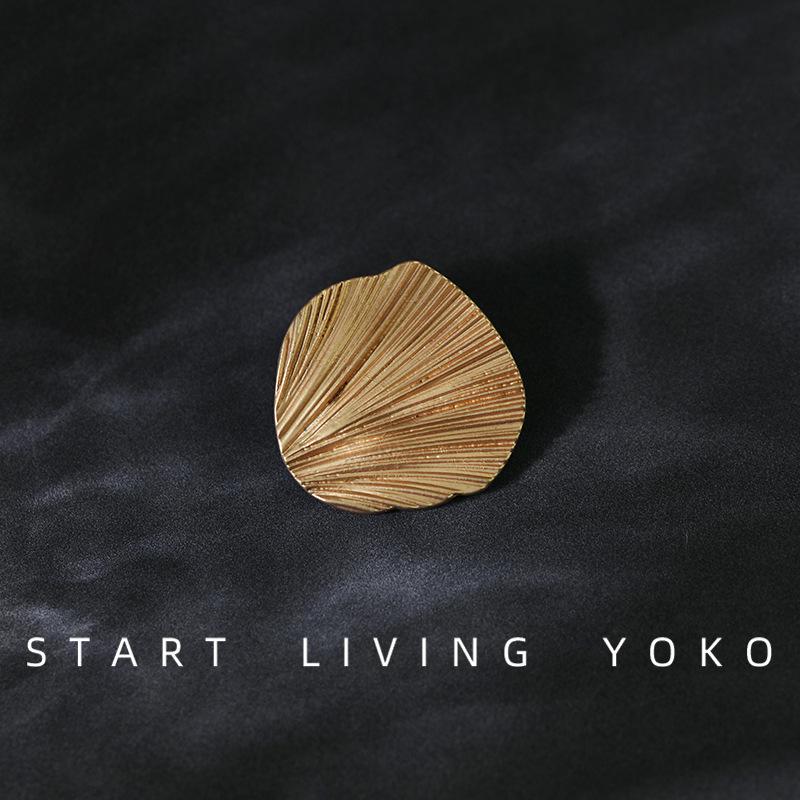 Gold Leaf-Shaped Metal Button for Mori Girl Style Cardigan, Shirt, Jacket, or Coat.