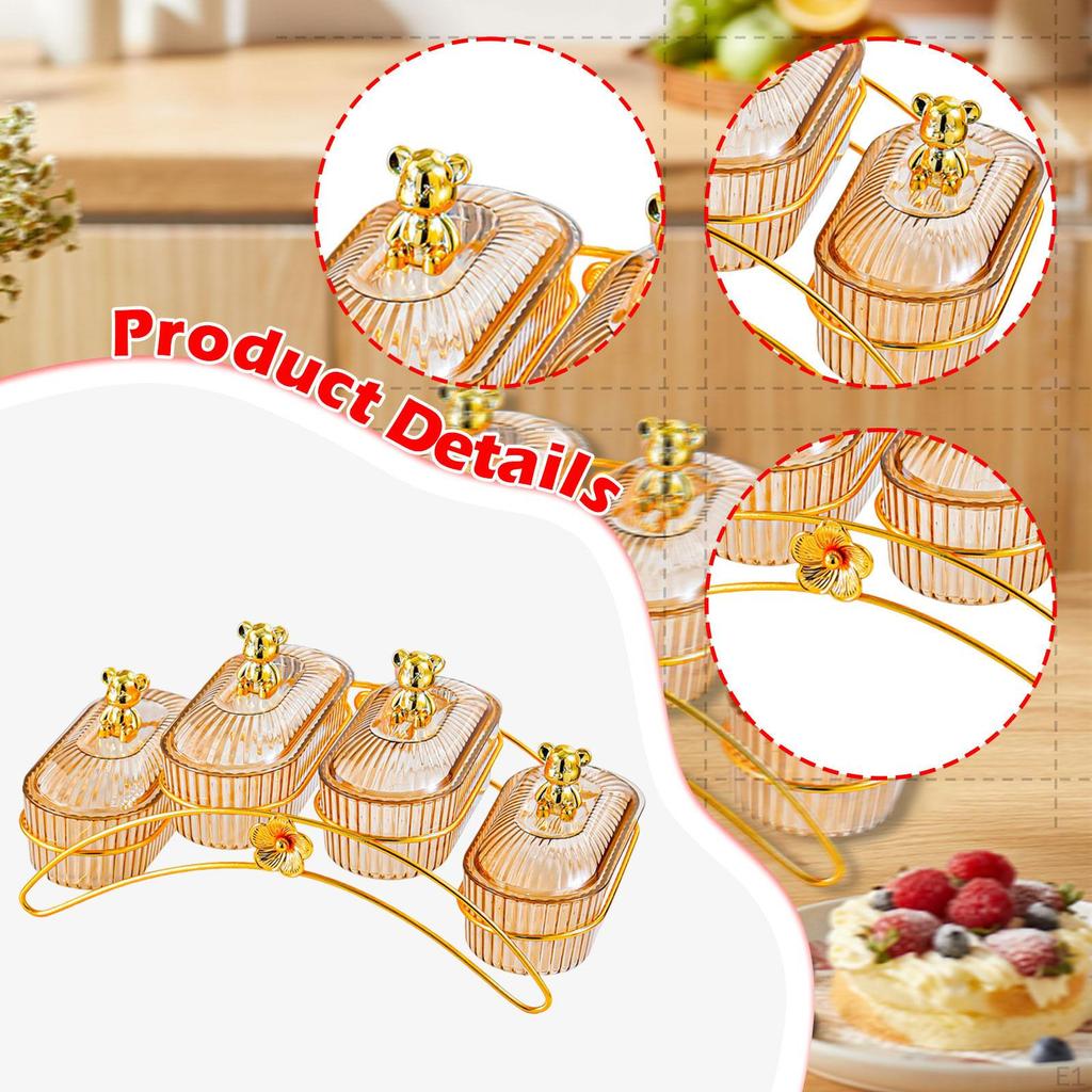 Dried Bowl Storage Breakfast Trays 4 Compartments Snack Holder for Home