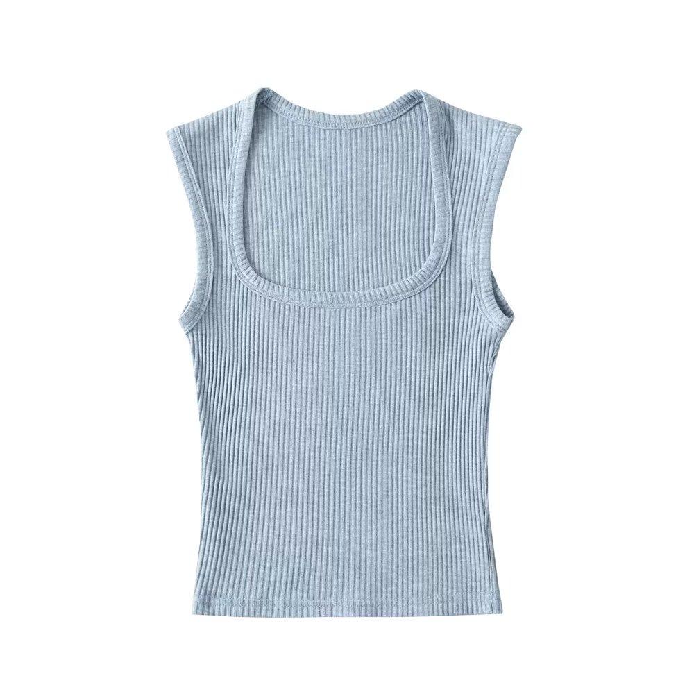 Trendy Retro Square Neck Slim Sleeveless Women's Top