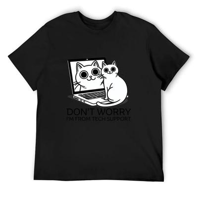 I'm From Tech Support Cat Quotes T-Shirt Anime T-shirt Summer Tops Gifts for Boyfriend Shirts Men