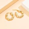 Elegant Geometric Olive Design Stainless Steel Hoop Earrings for Women - Retro Smooth Titanium Steel Jewelry Ear Clips