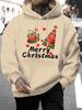 Autumn/Winter Men's Loose-fitting Hoodie with Santa Claus Print, Fleece Sweatshirt for Teenagers, Street Style Casual Top
