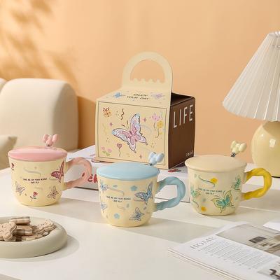 Cute Butterfly Mug Cartoon Ceramic Cup Household Coffee Cup Souvenir Male and Female Cute Cup