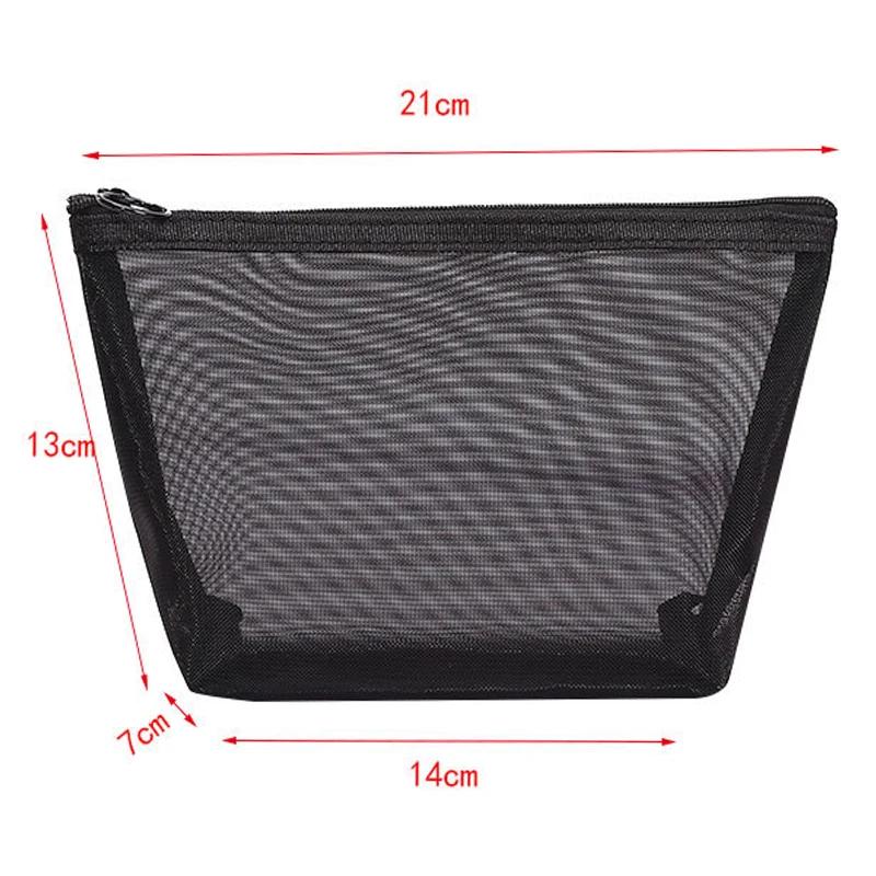 Black Mesh Makeup Bag Women Transparent Cosmetic Bag Small Large Portable Storage Bags Travel Toiletries Towel Organizer Pouch