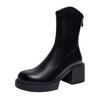 Huge Good-looking Leather Boots Women's Autumn 2025 New High-heeled Short Boots Women's Spring and Autumn Single Boots Thick Heel Thin Boots Martin 