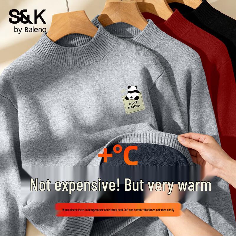 Baleno S&K Series Men s Plush-Lined Half-Turtleneck Sweater L
