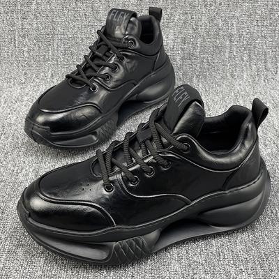 European Station Men's Shoes Spring Summer 2025 New Mesh Dad Shoes Leather Breathable Casual Shoes Platform Sports Shoes Tide